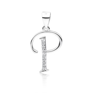 Pandantiv initiala litera P din argint cu pietre DiAmanti LZ0002_P-DIA (Argint 925‰ 0,8 g.)